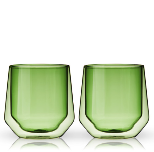 Aurora Double Walled Tumblers - Bottle Green - Set of 2