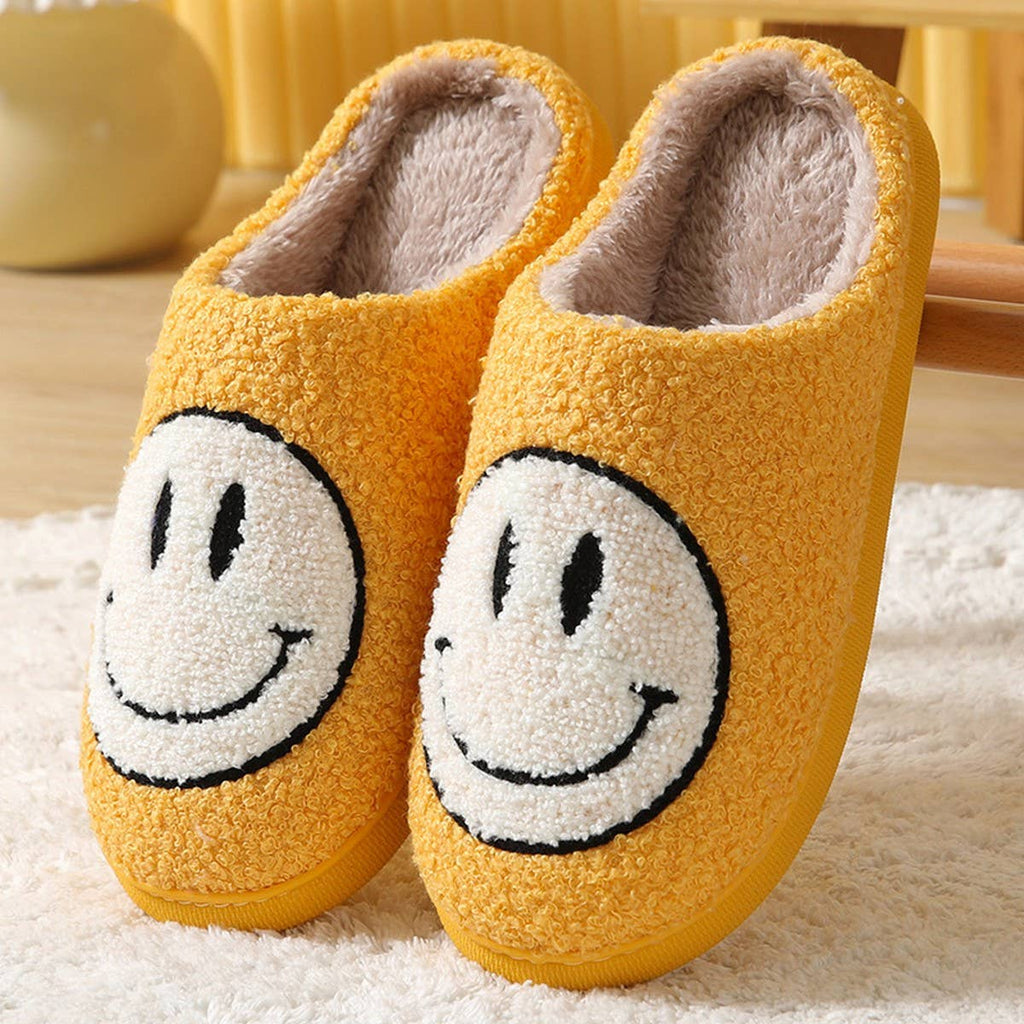 Smiley Face Plush Slippers