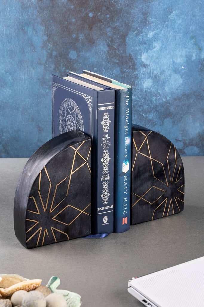 Enchant Black Marble Bookends, Set of 2