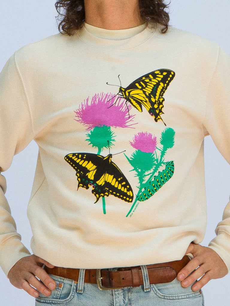 Jen Kindell Butterfly Garden Crewneck Sweatshirt Cream