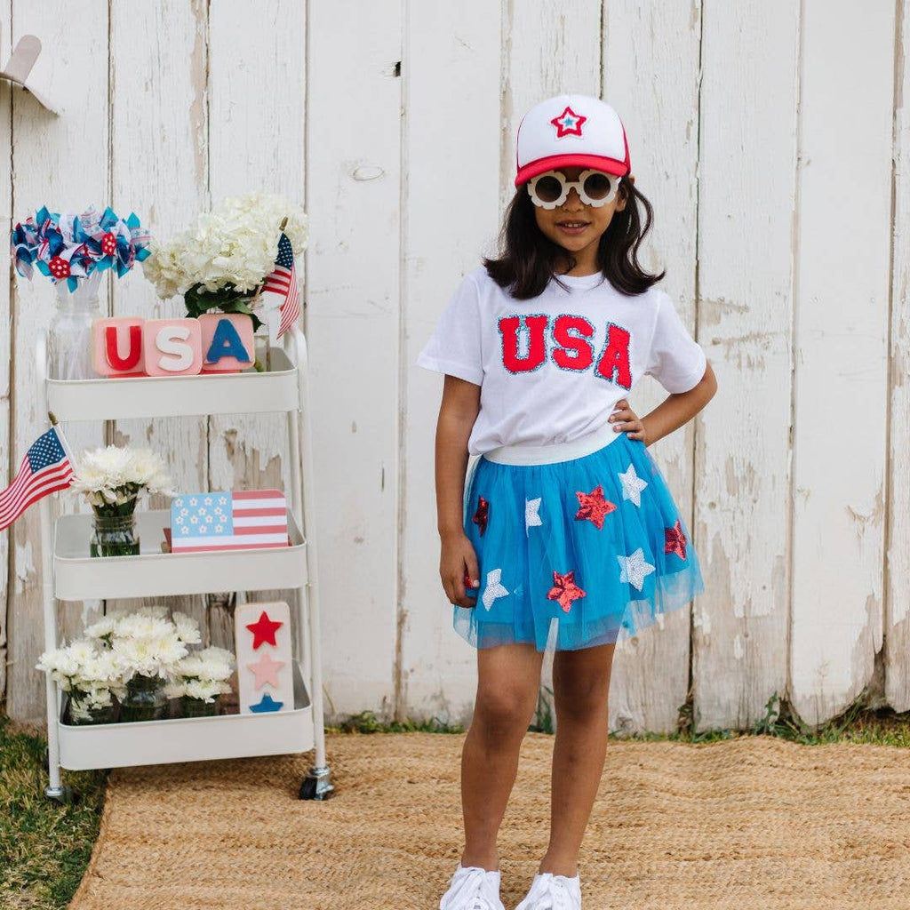 Patriotic Star Patch Hat - 4th of July - Kids Trucker Hat