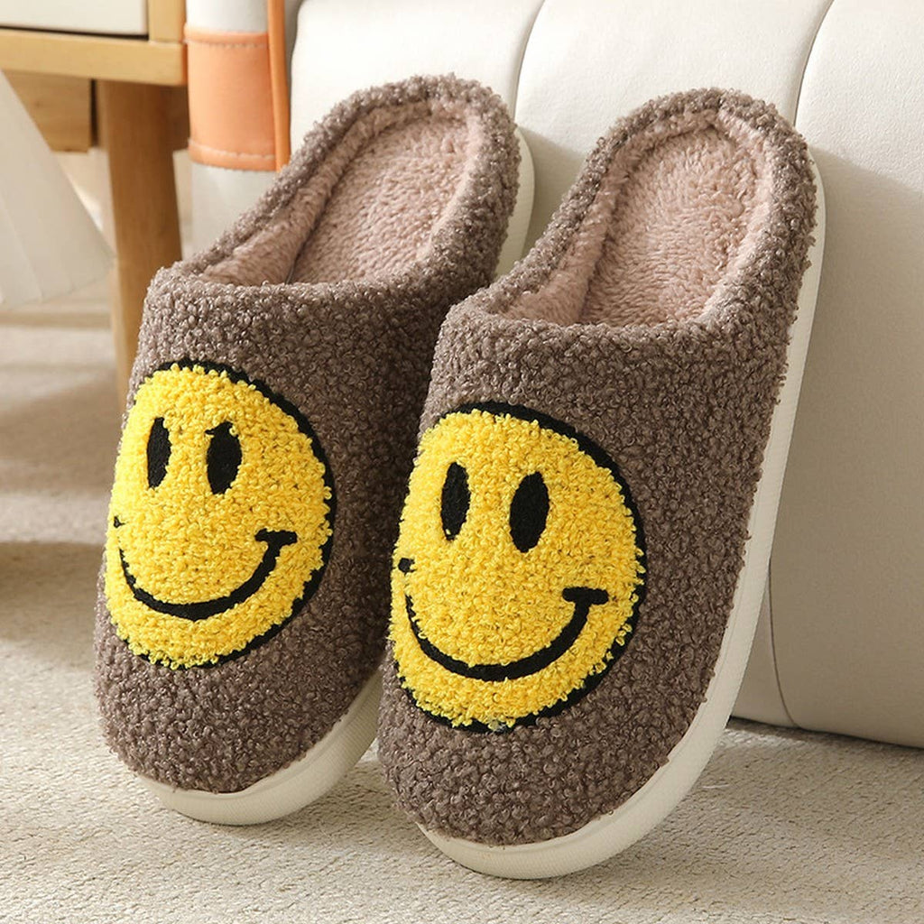 Smiley Face Plush Slippers