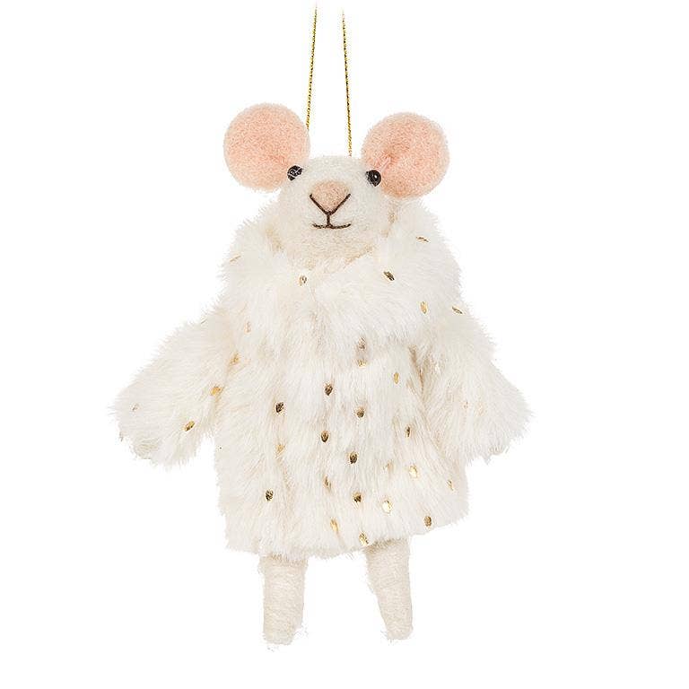 Fancy Winter Mouse Felt Holiday Ornament