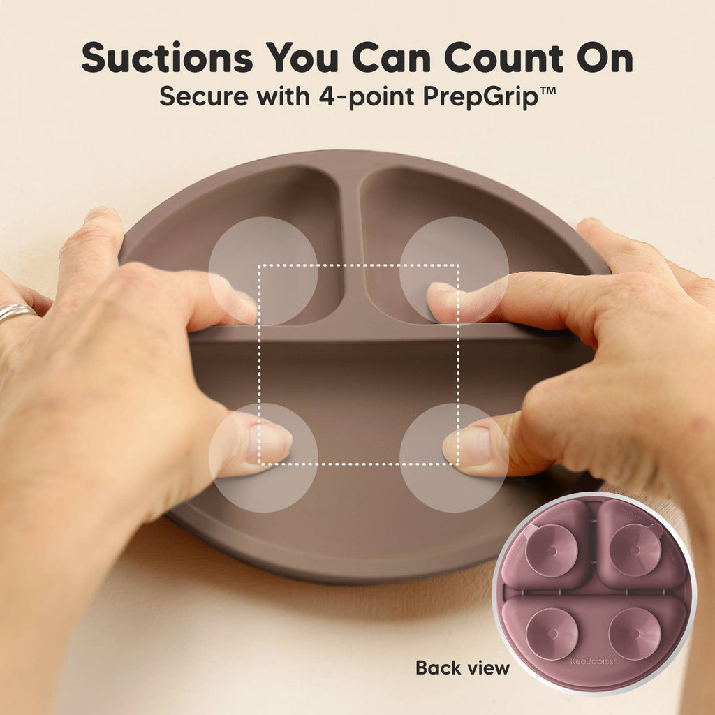 3-Pack Prep Suction Plates for Baby, BPA-Free Silicone Plate: Rocky