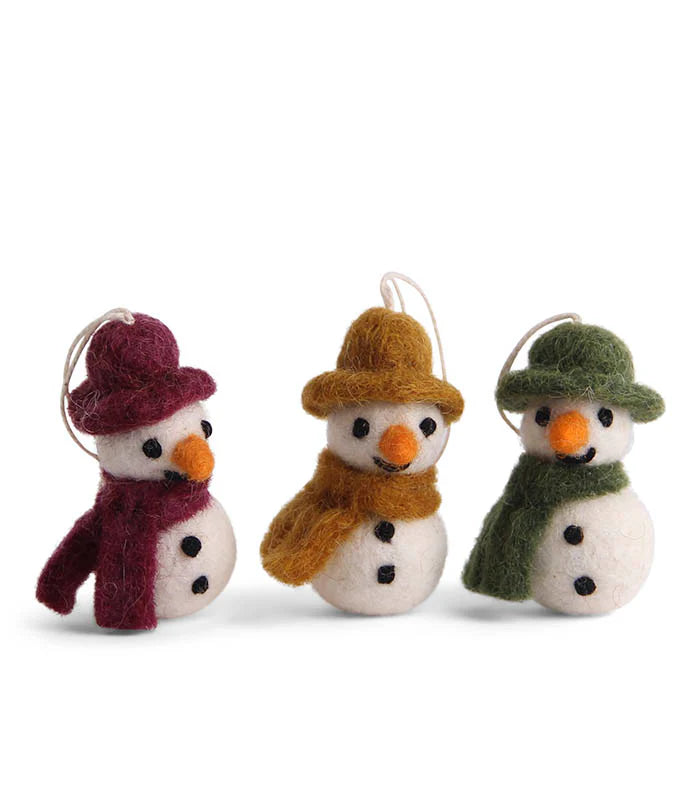 Snowman with Scarf Mini Felt Holiday Ornaments | Set of 3