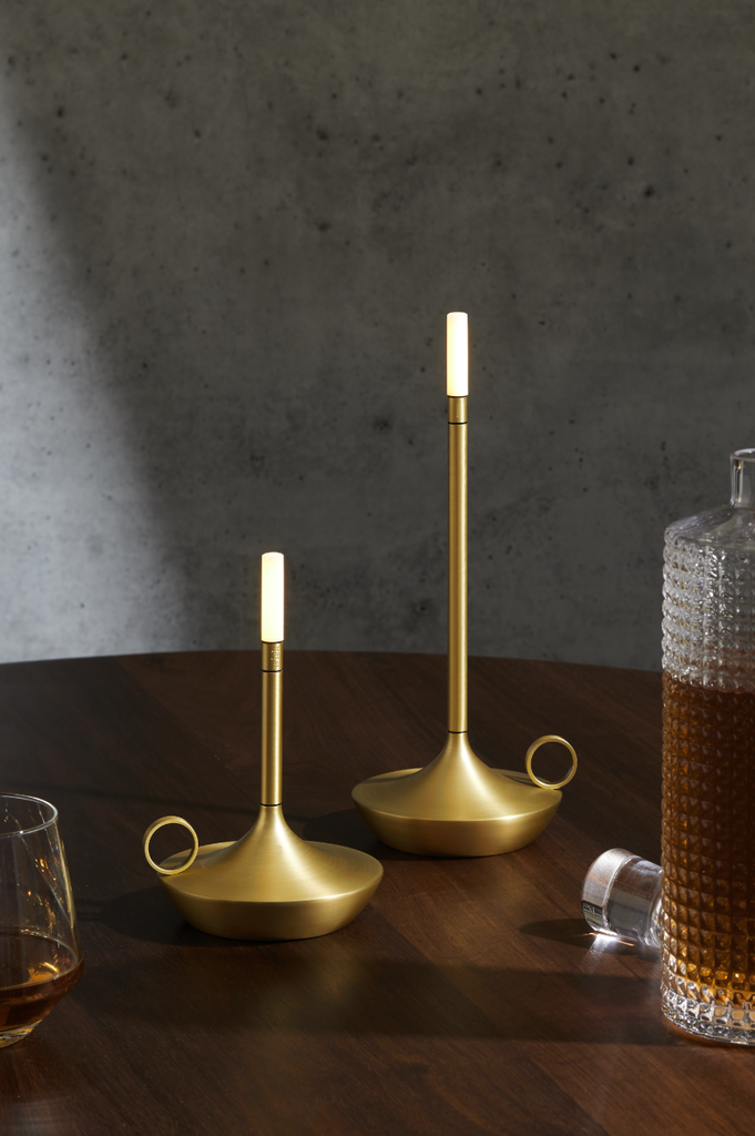 GRAYPANTS Wick S Portable Recharge Candle Lamp w/ Gift Pack: Brass