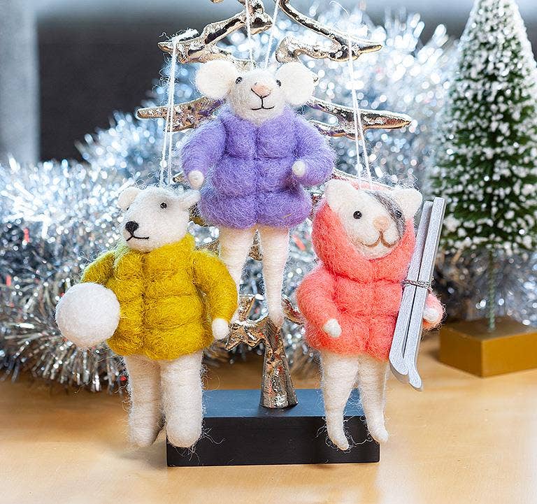 Assorted Puffy Coat Animal Felt Holiday Ornament