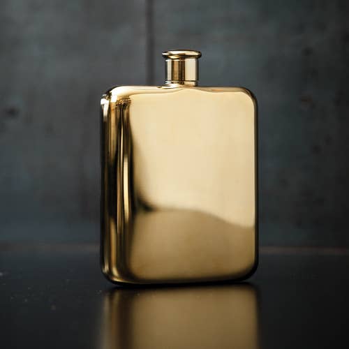 Belmont™ Polished Gold-Plated Flask