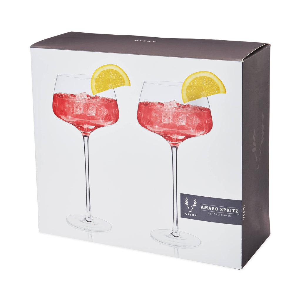 Raye™ Angled Crystal Stemmed Amaro Spritz Glasses | Set of 2