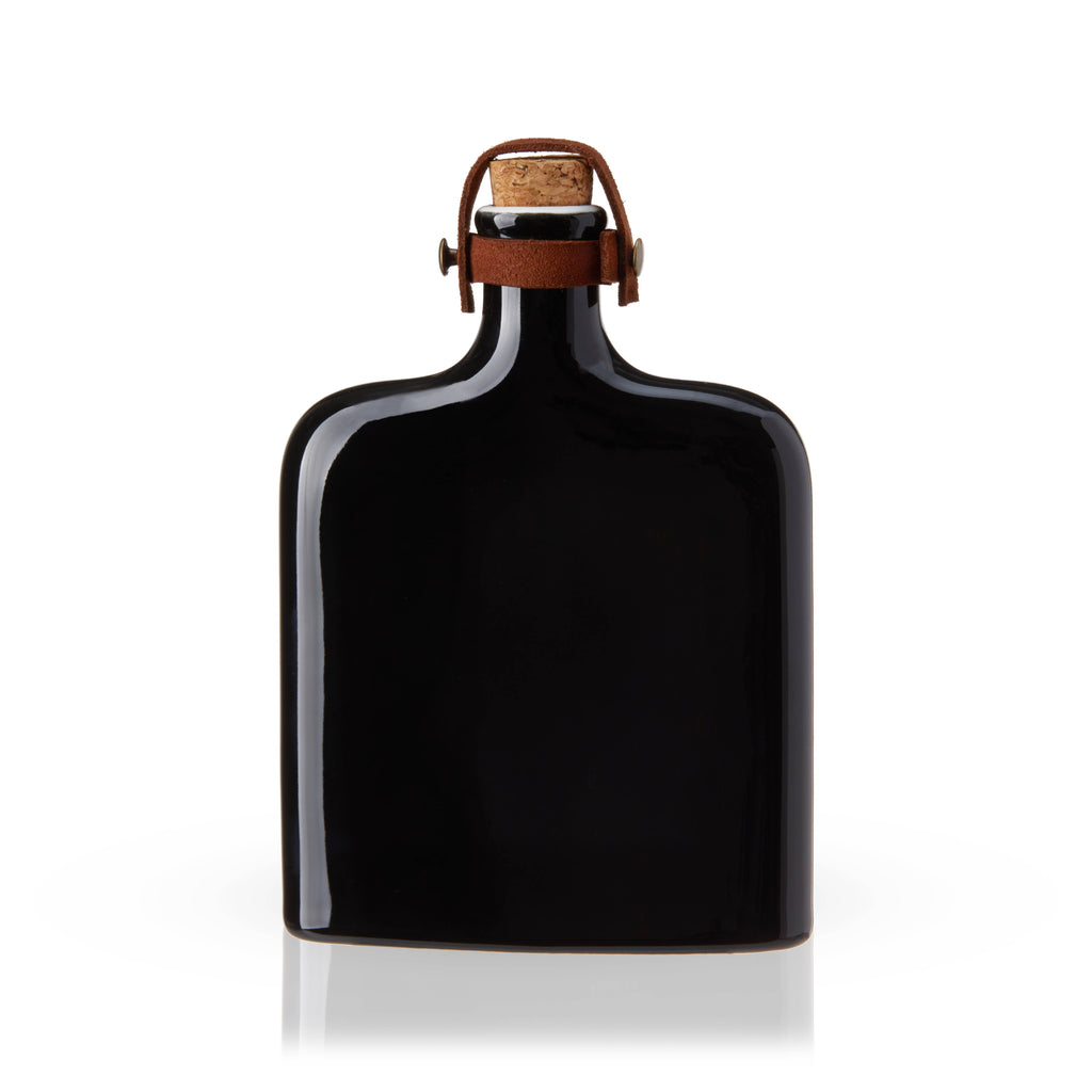 Nautilus Ceramic Hip Flask w/ Cork & Leather Strap