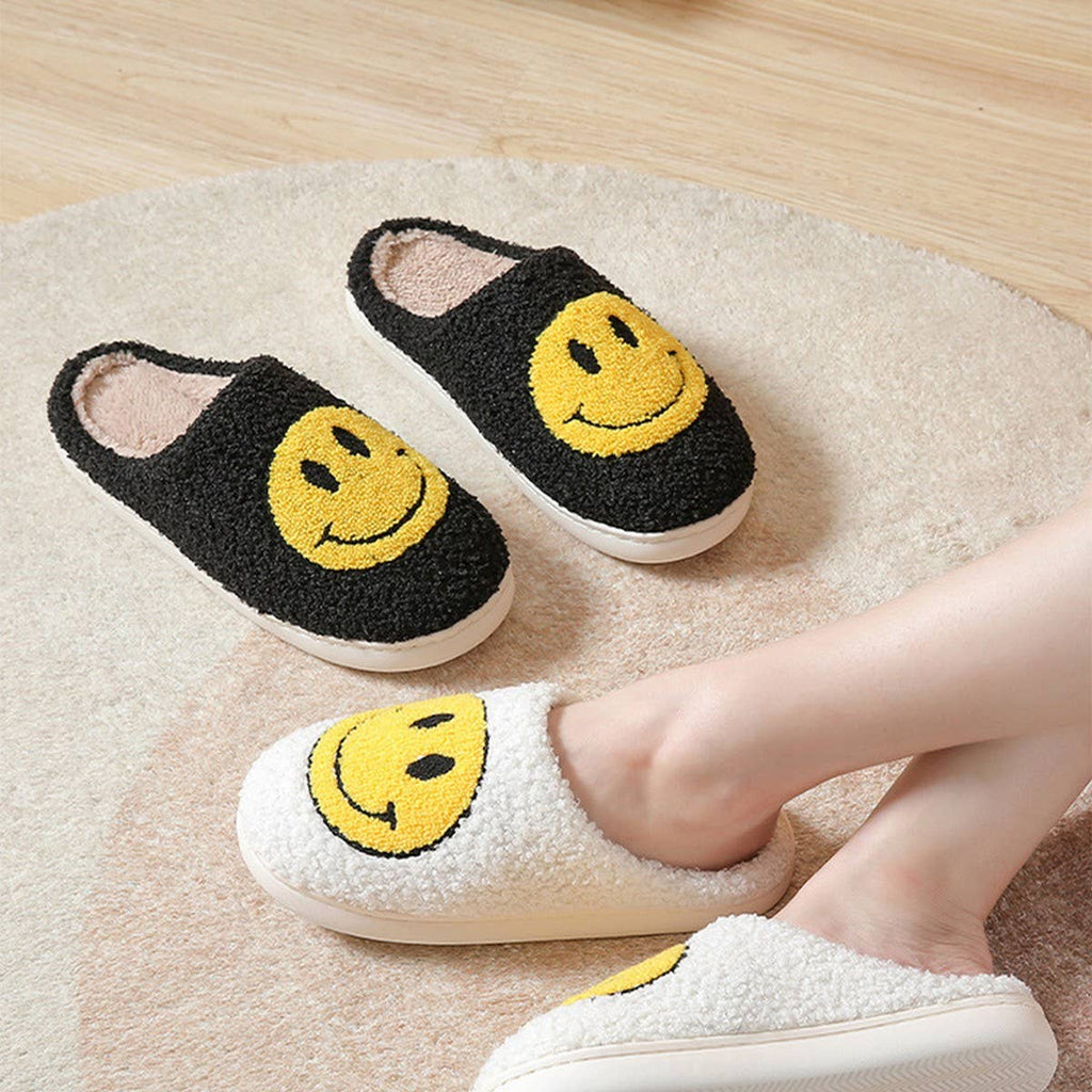 Smiley Face Plush Slippers