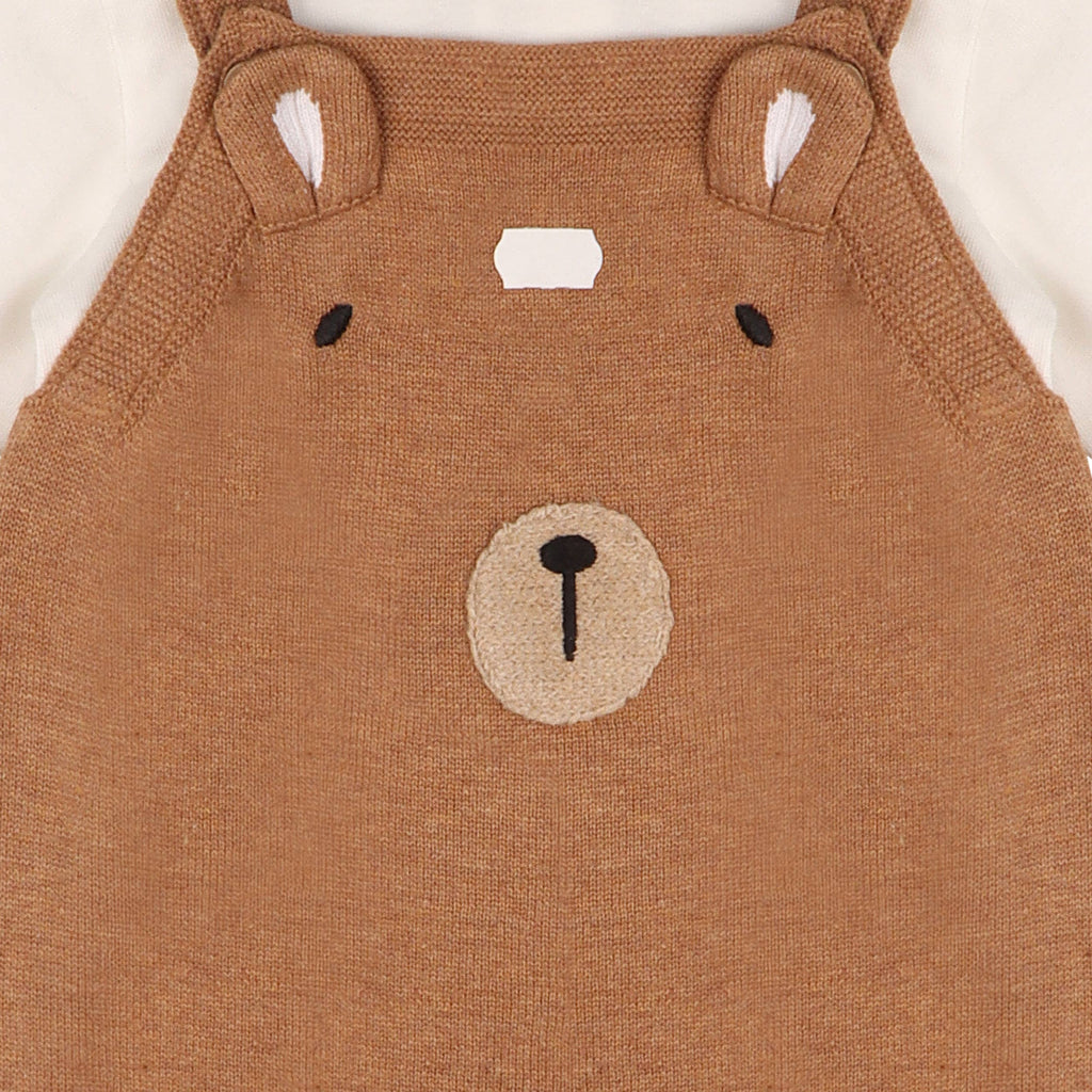 Bear Sweater Knit Baby Overall & Bodysuit Set (Organic): Chai Spice / 0-3M