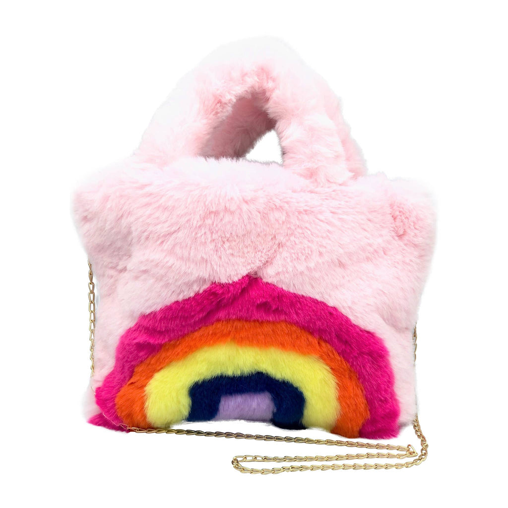 Faux Fur Fuzzy Rainbow Purse