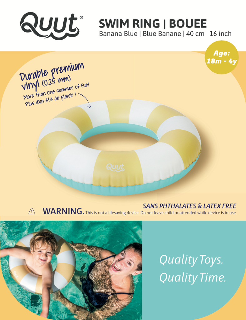 Quut Swim Rings Small - Small Size Swim Ring 16 inch: Banana Blue