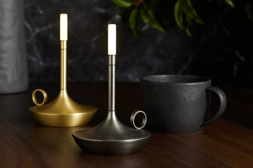 GRAYPANTS Wick S Portable Recharge Candle Lamp w/ Gift Pack: Brass