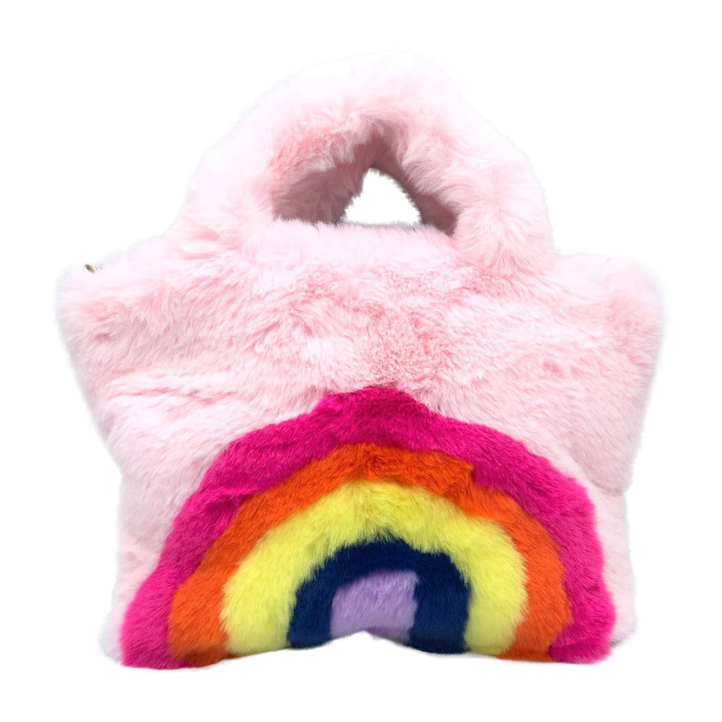 Faux Fur Fuzzy Rainbow Purse