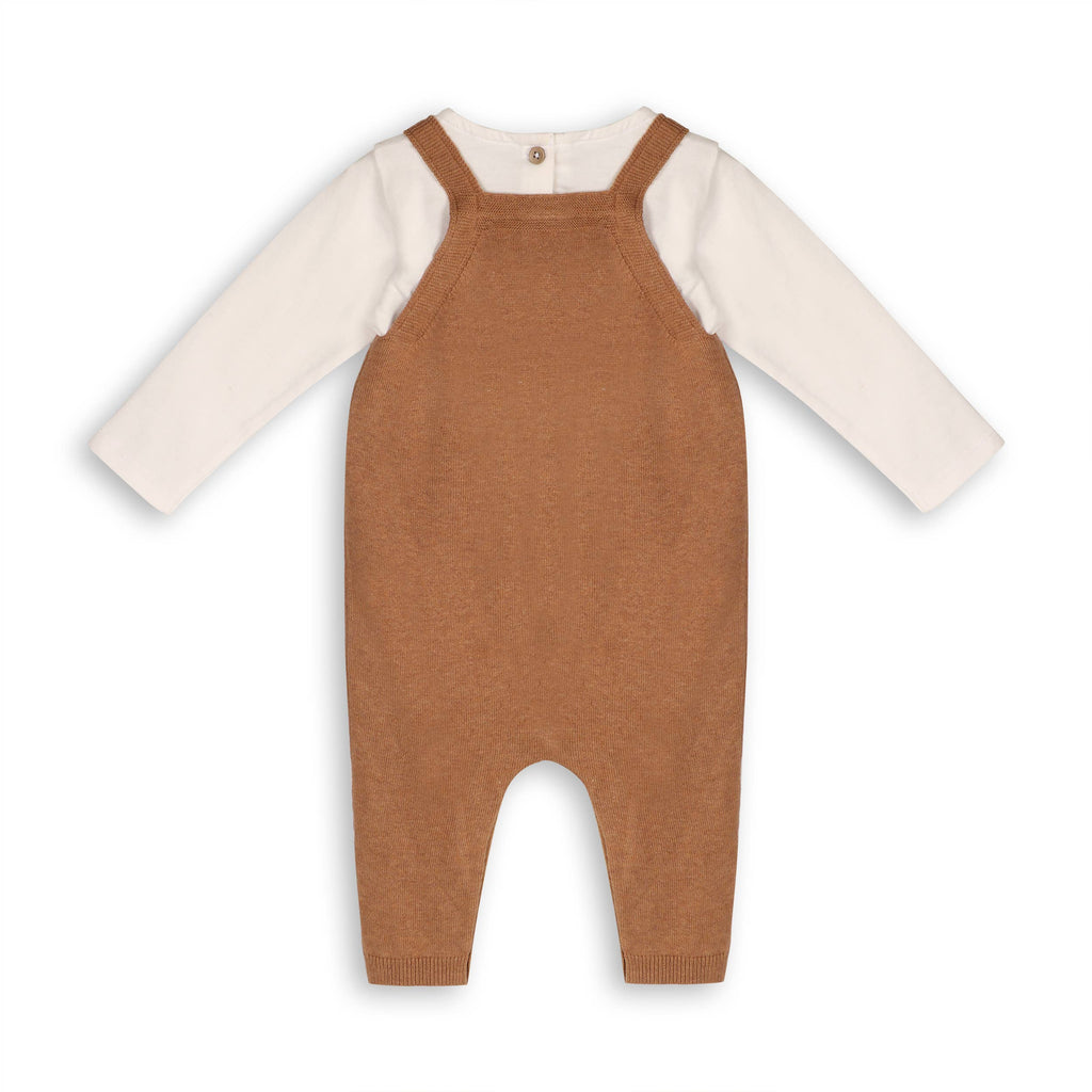 Bear Sweater Knit Baby Overall & Bodysuit Set (Organic): Chai Spice / 0-3M