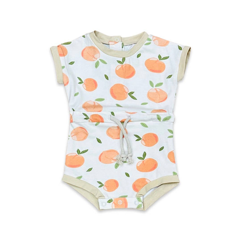 Peaches Tie Baby Playsuit Romper (Organic Jersey): 6-12M / Natural