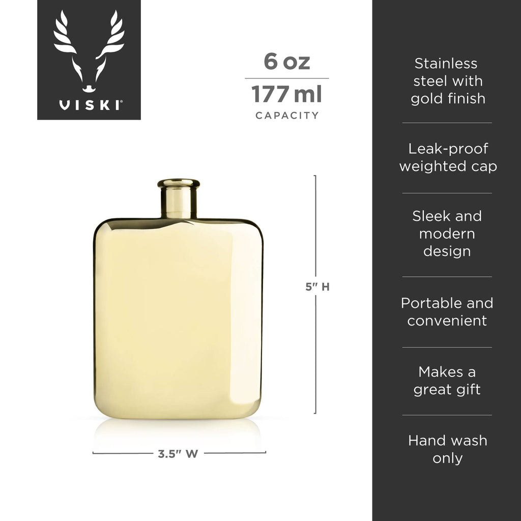 Belmont™ Polished Gold-Plated Flask