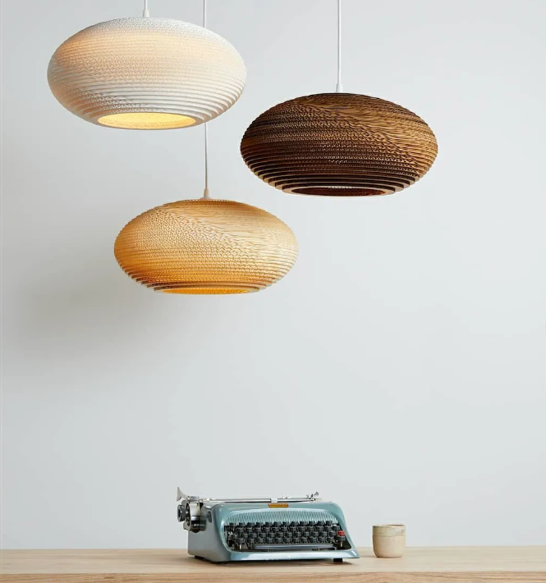 GRAYPANTS Scraplights Disc Handcrafted Pendant Lights: Natural / Disc 24