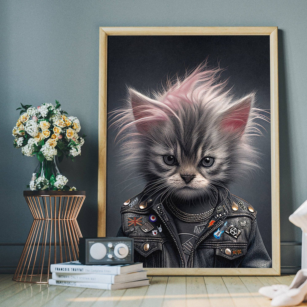 Kitten Punk Kids Animal Portrait Print