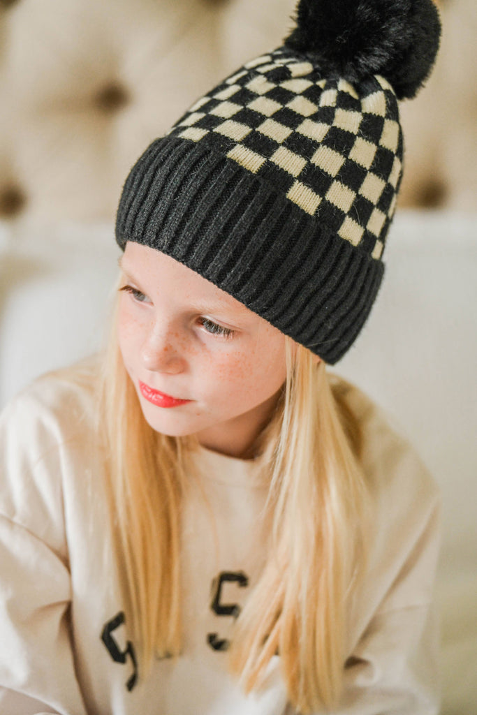 CHECKER POM BEANIE