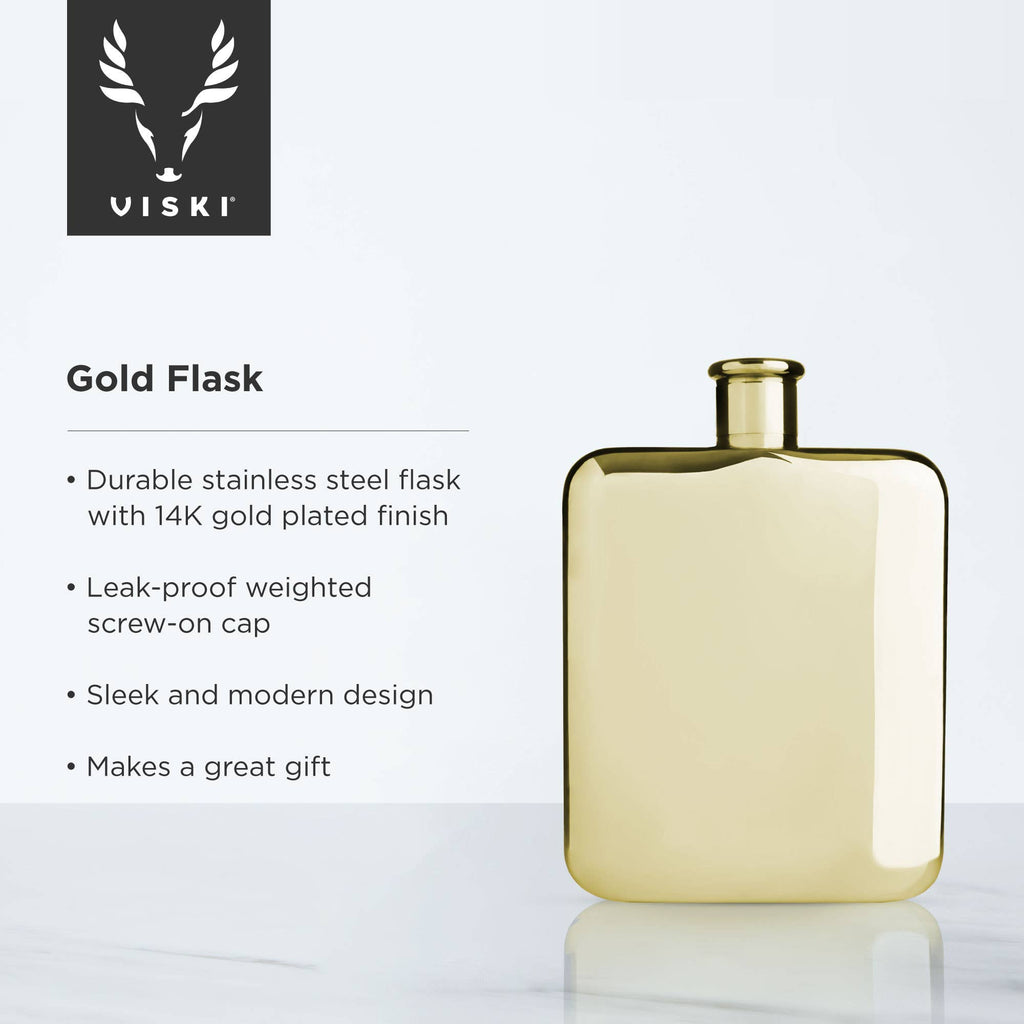 Belmont™ Polished Gold-Plated Flask