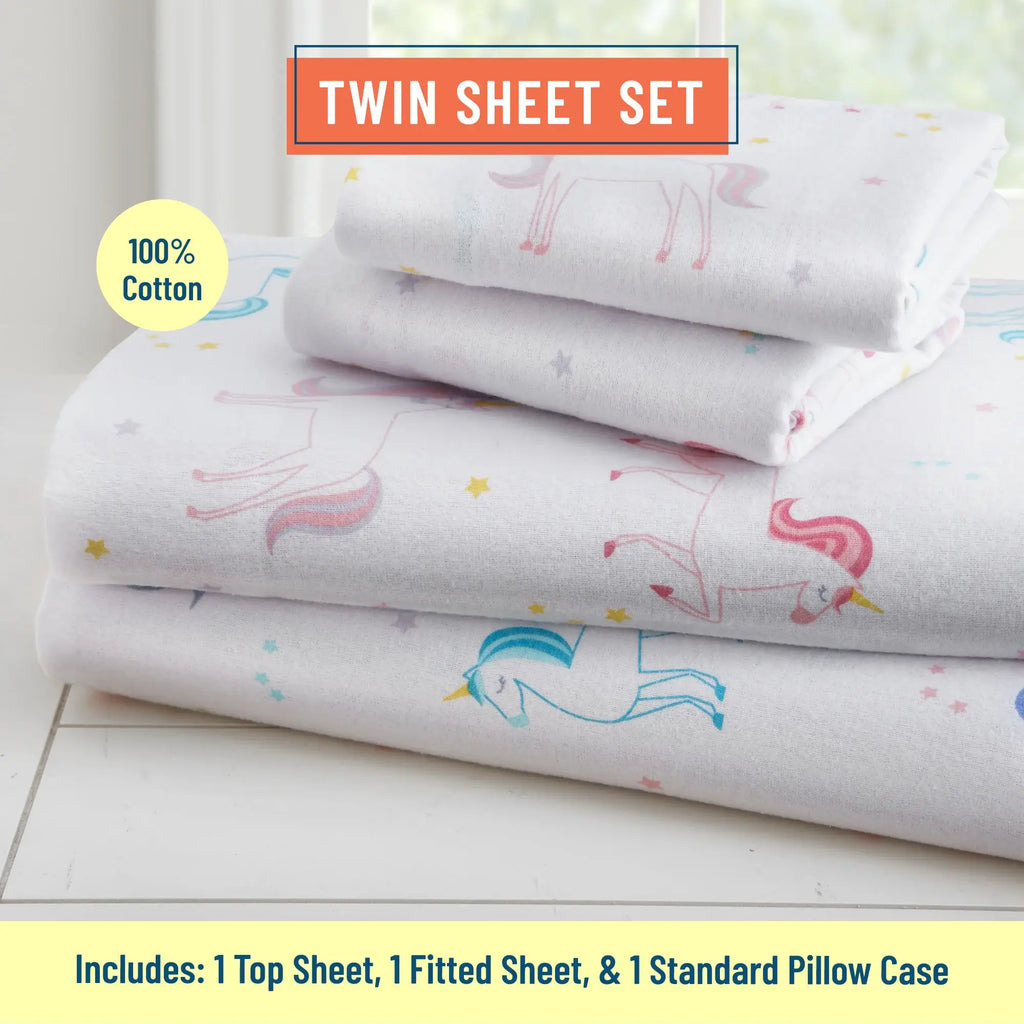 Unicorn Cotton Sheet Set - Twin