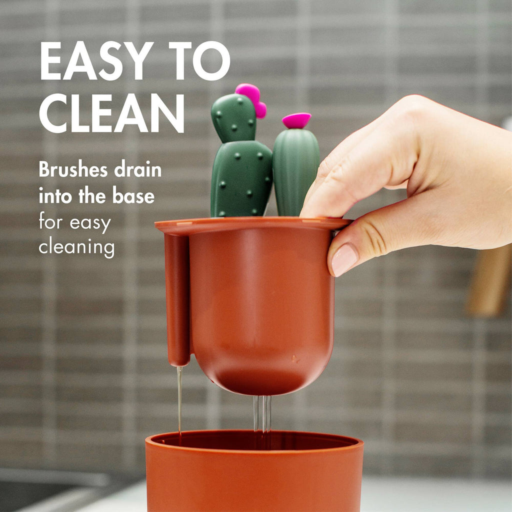 TOMY Boon Cacti Bottle Cleaning Brush Set - Dark Green