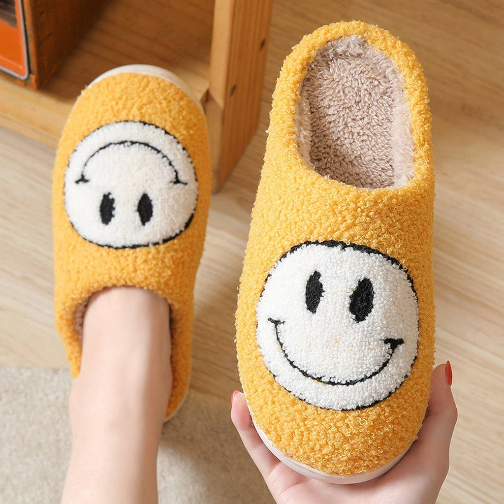 Smiley Face Plush Slippers