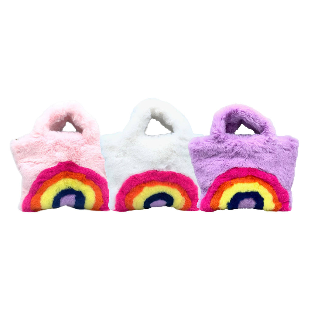 Faux Fur Fuzzy Rainbow Purse