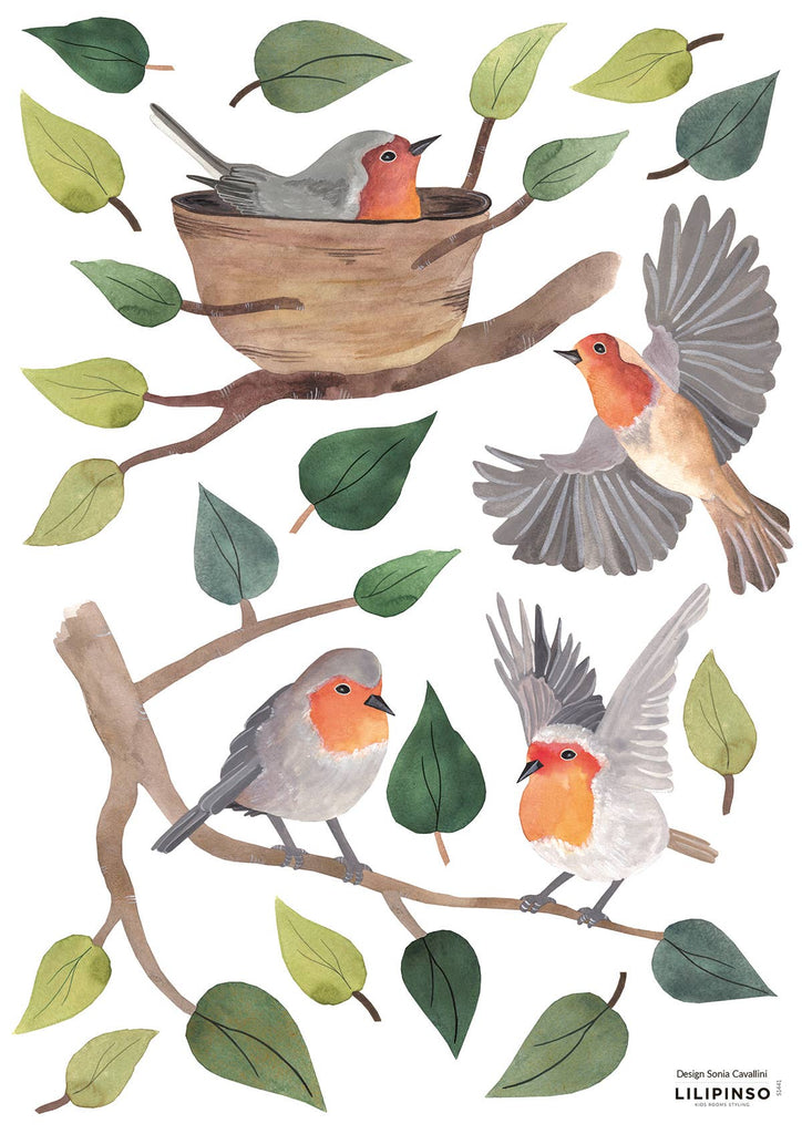 Redbreasted Robins Wall Decals