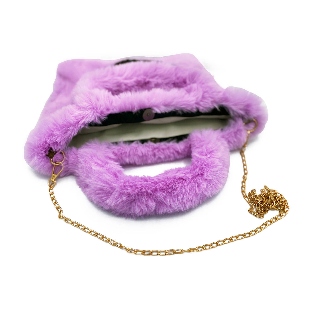 Faux Fur Fuzzy Happy Face Purses