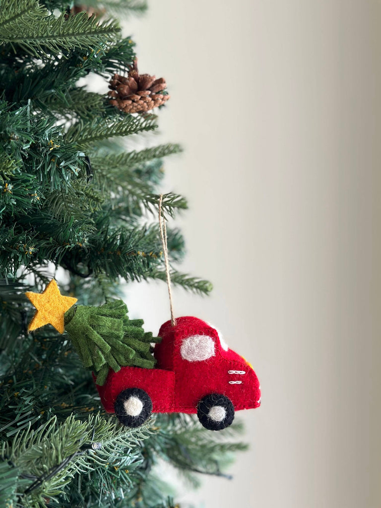 Christmas Pickup Truck Felt Ornament