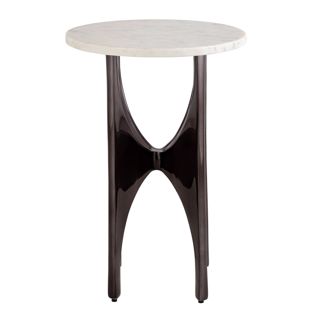 Elroy White Marble Topped Accent Table: Brass