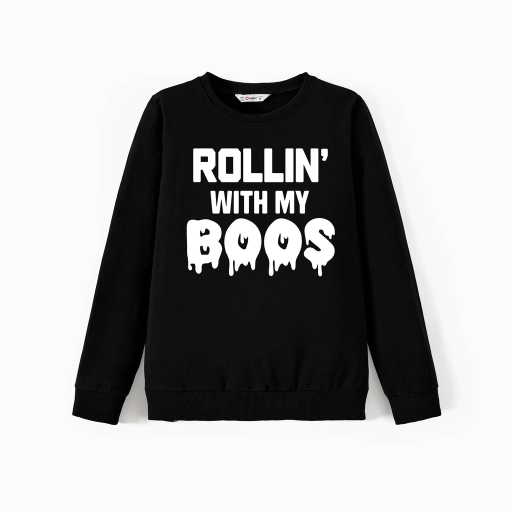 Halloween Family Fun and Quirky Slogan Cotton Black Tops