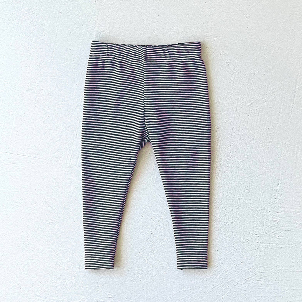 Stripe Rib / Solid Knit Baby Leggings