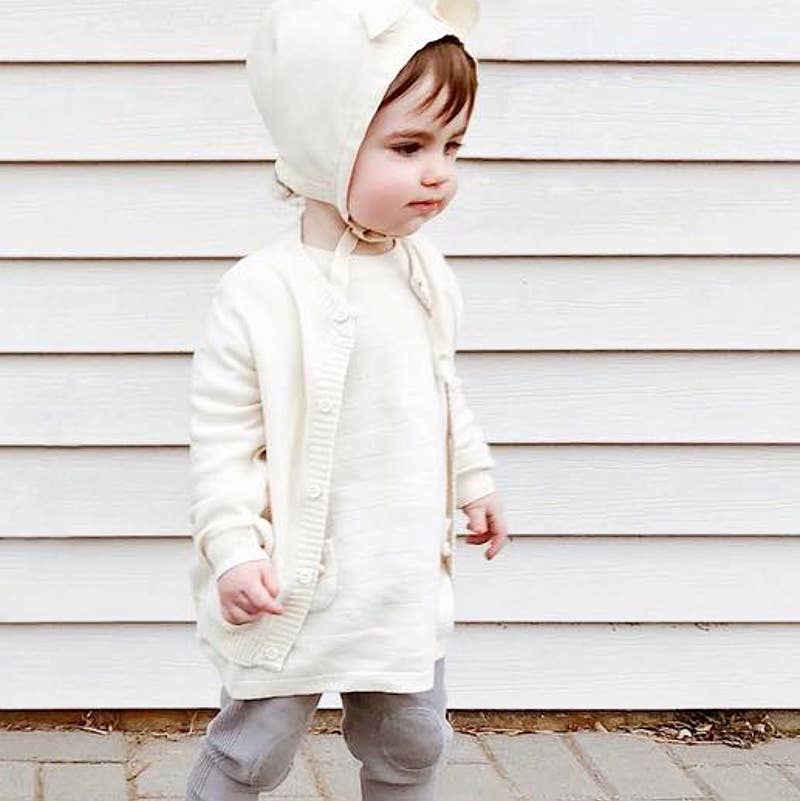 Milan Pastel Baby Button Cardigan Sweater (Organic Cotton): 0 - 3 Month / Cream