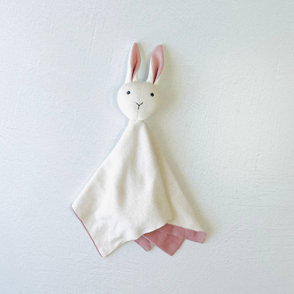 Bunny -Organic Baby Lovey Security Knit Blanket Cuddle Cloth: Natural Heather