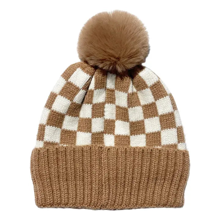 CHECKER POM BEANIE