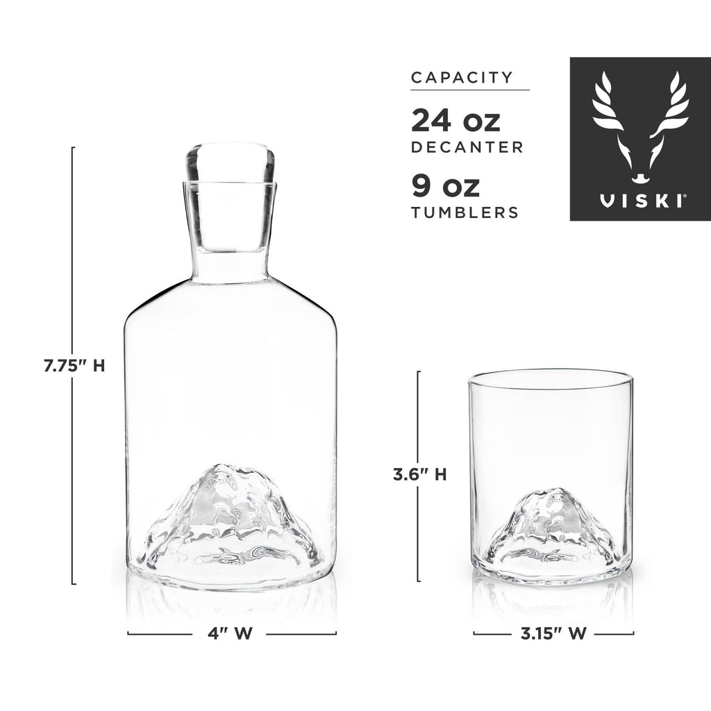 Mountain Themed Crystal Decanter & Tumblers Set | Set of 3