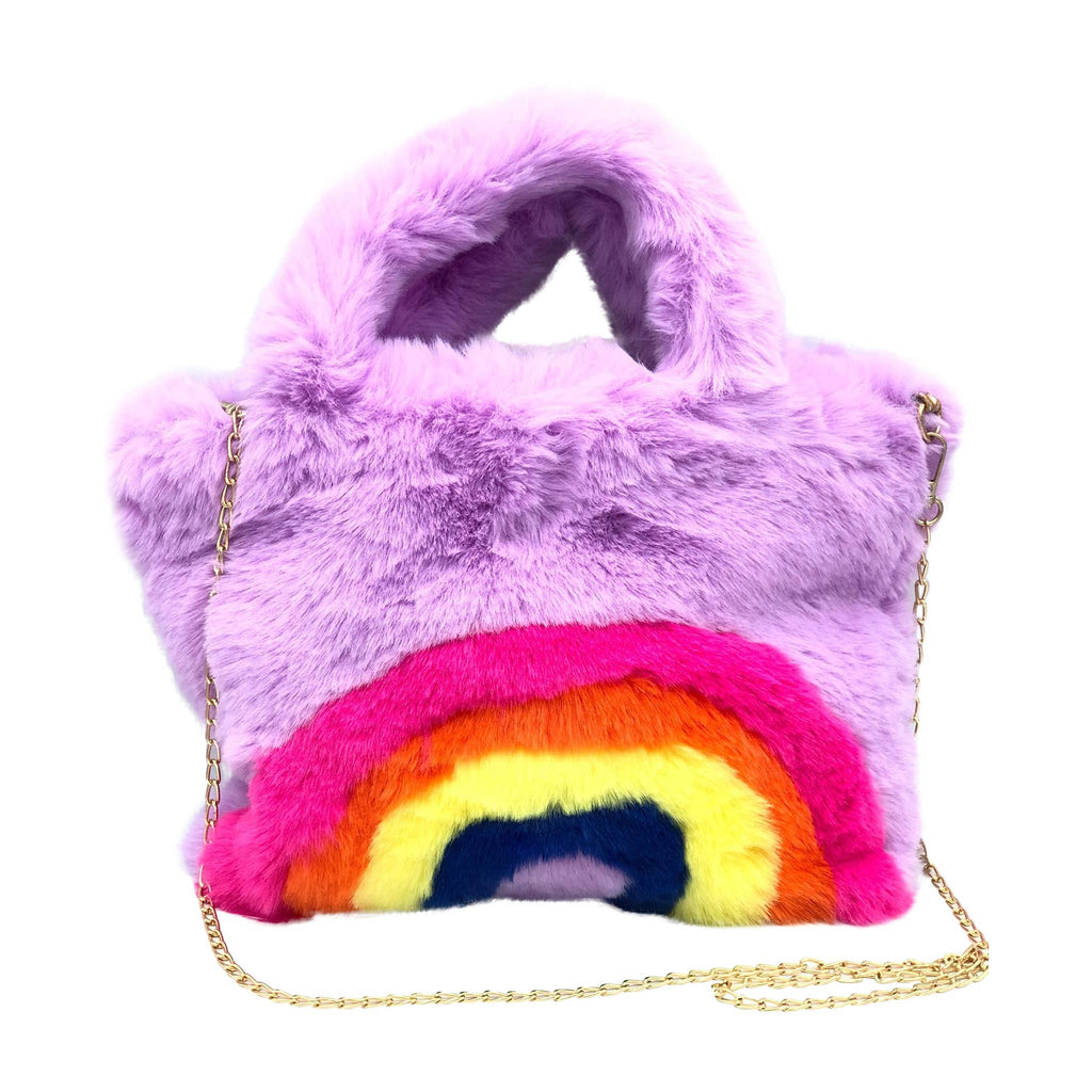 Faux Fur Fuzzy Rainbow Purse