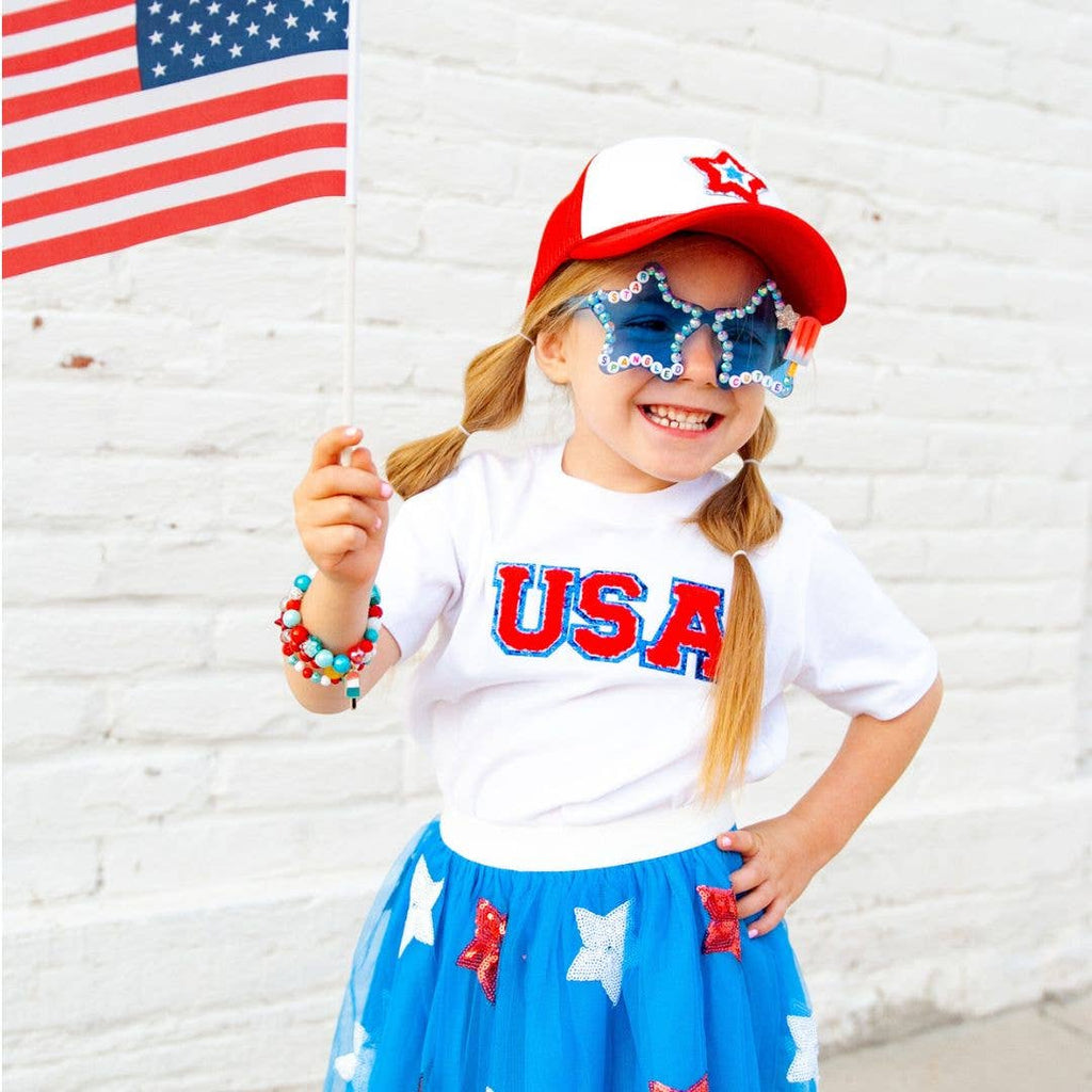 Patriotic Star Patch Hat - 4th of July - Kids Trucker Hat