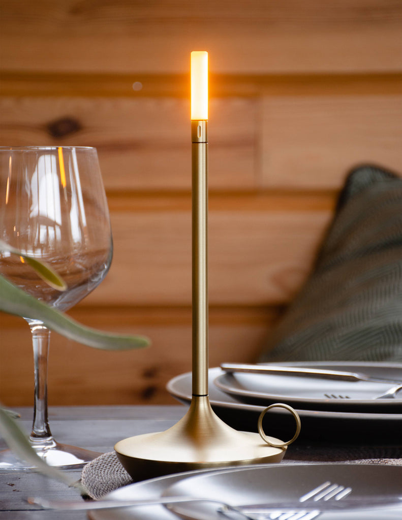 GRAYPANTS Wick Portable Rechargeable Candle Lamp w/Gift Pack: Brass