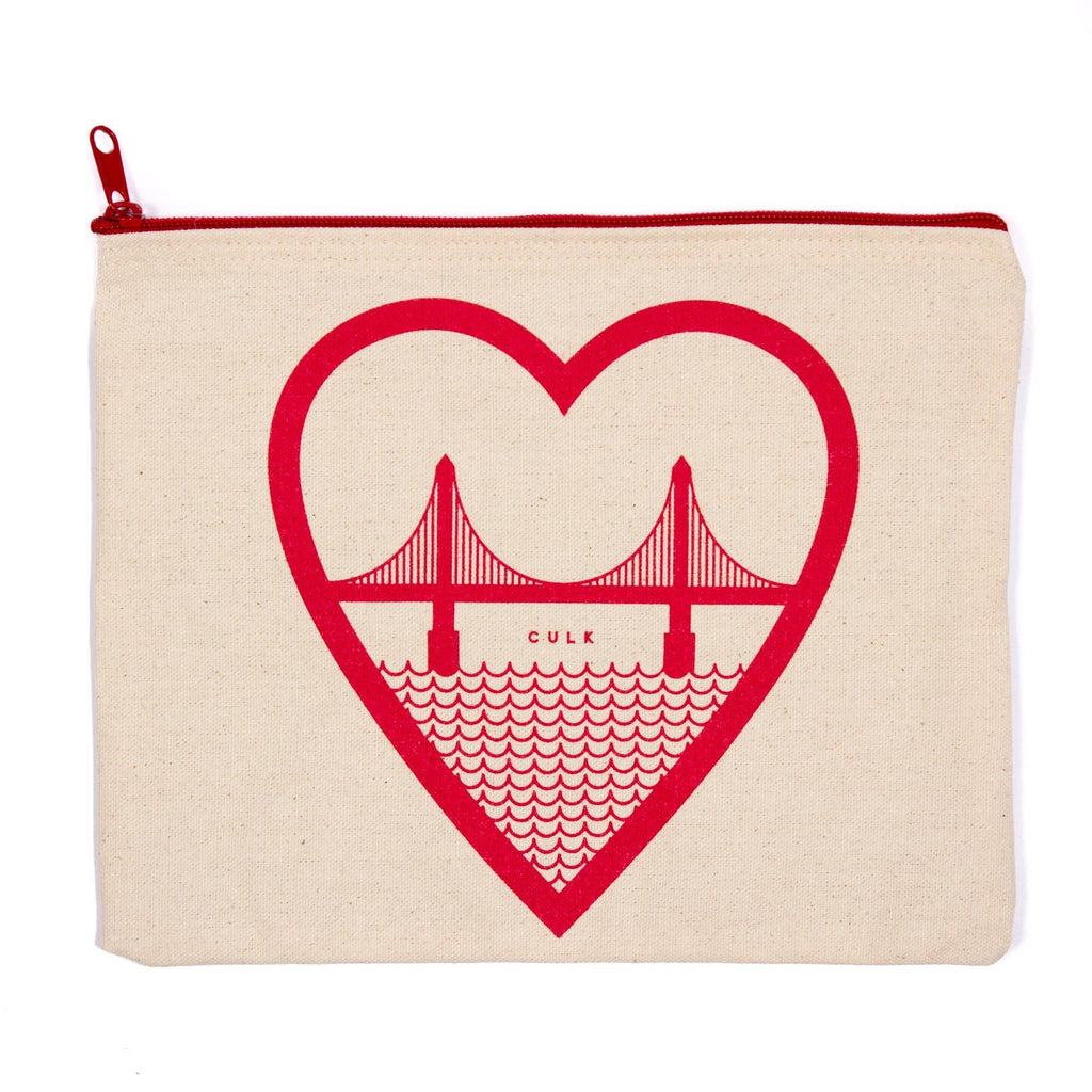 I Heart SF Zipper Pouch Natural