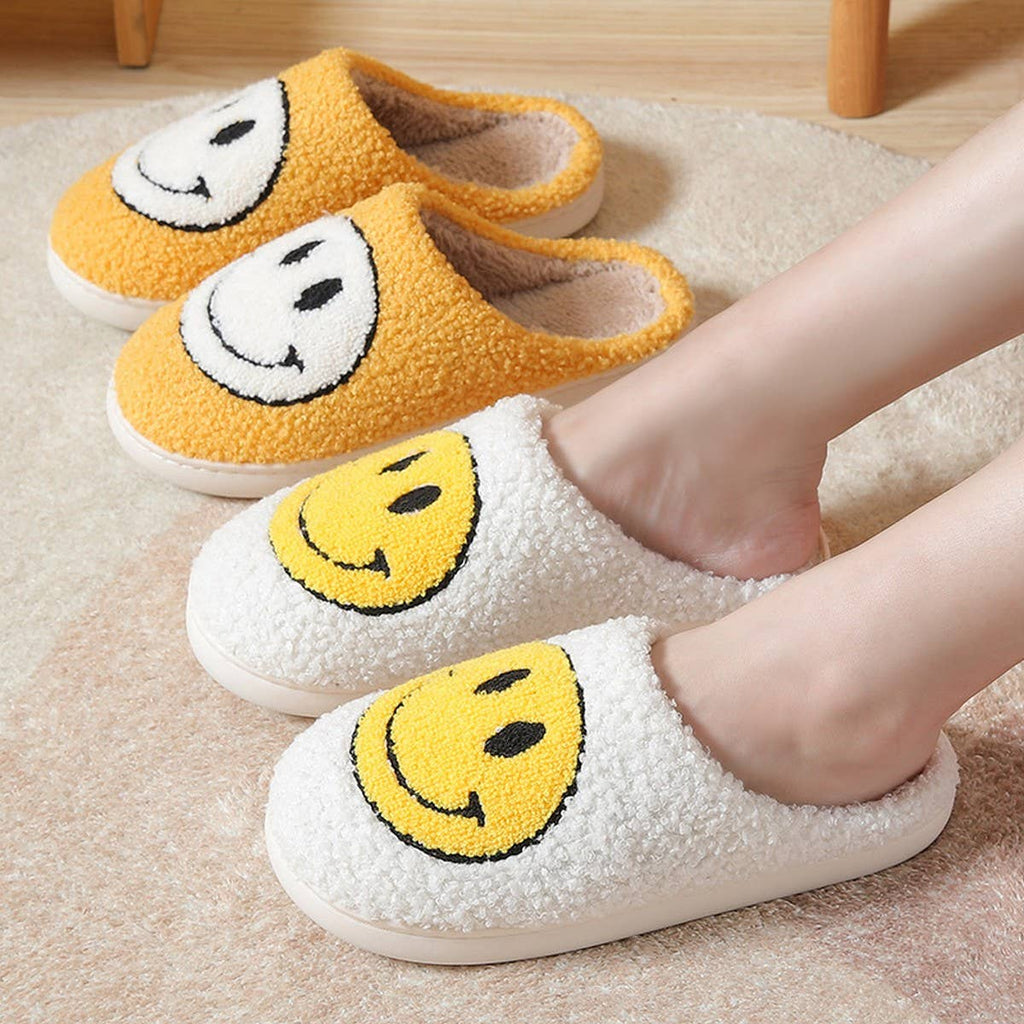 Smiley Face Plush Slippers