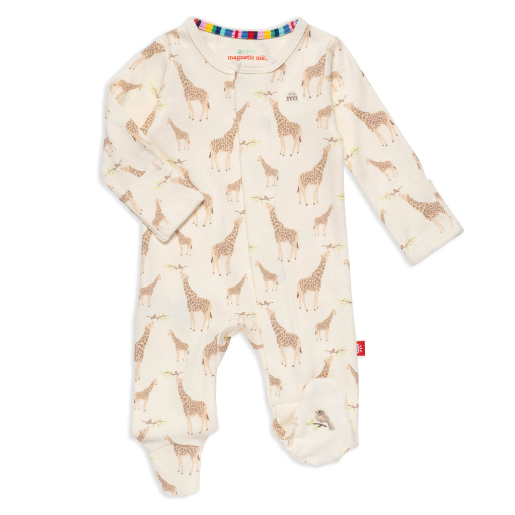 CREAM JOLIE GIRAFFE ORGANIC COTTON MAG FOOTIE