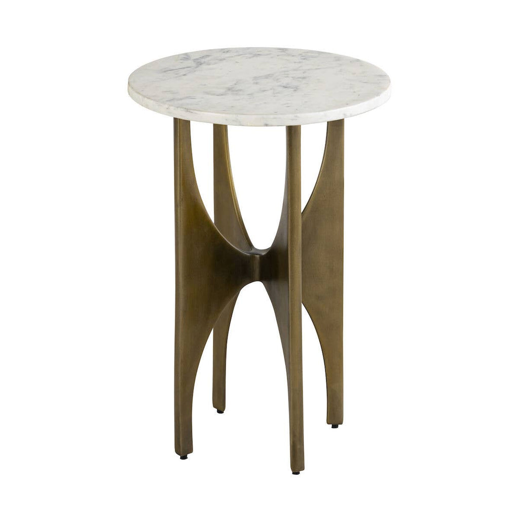 Elroy White Marble Topped Accent Table: Brass