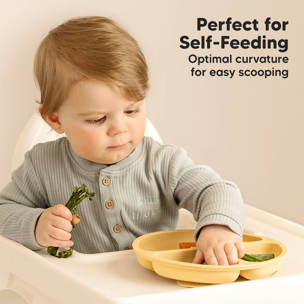 3-Pack Prep Suction Plates for Baby, BPA-Free Silicone Plate: Valiant