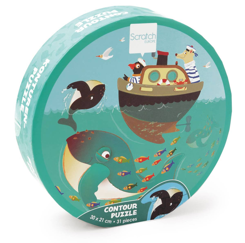 Scratch - Compact Contour Puzzle WHALES 31 pcs